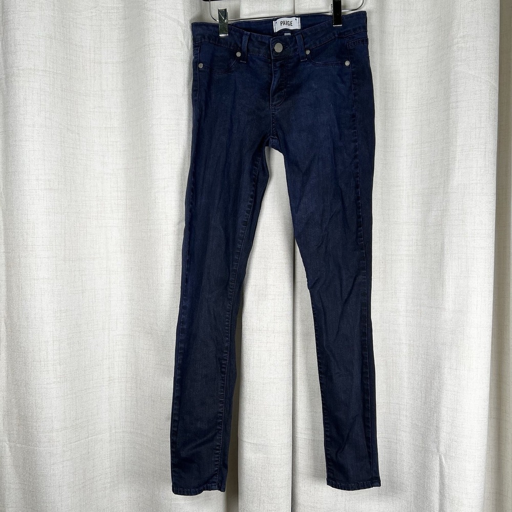 Paige Verdugo Ankle Pants Jeans Size 27 Dark Blue Azure Silk Skinny Stretch
